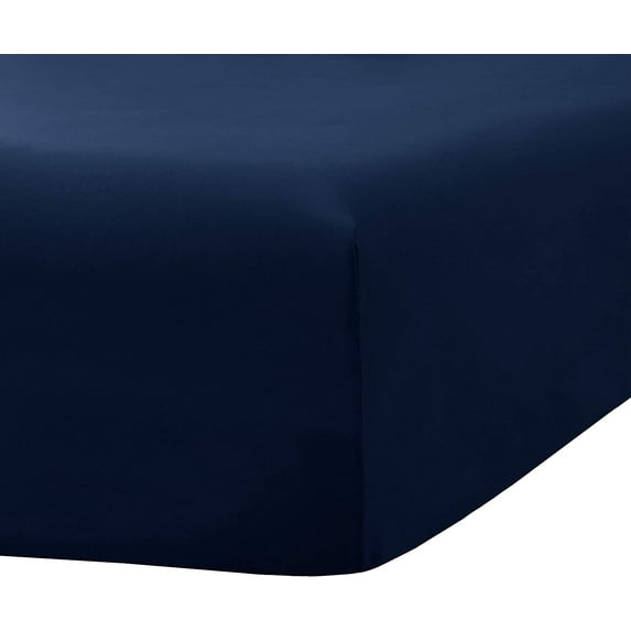 Fitted Sheet 1 Piece - 400 Thread Count & Breathable Fits Upto 15" Deep Pocket, 100% Egyptian Cotton Extra Long & All Around Elasticized Mattress Covers - Navy Blue Solid, Queen Size