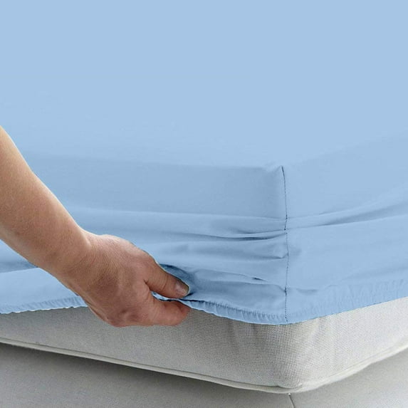 Fitted Sheet 1 Piece Only, 300 Thread Count, 14" Deep Pocket, 100% Egyptian Cotton, Soft and Luxury Comfortable, Easily fits in your Bed, Twin Size - Light Blue Solid.