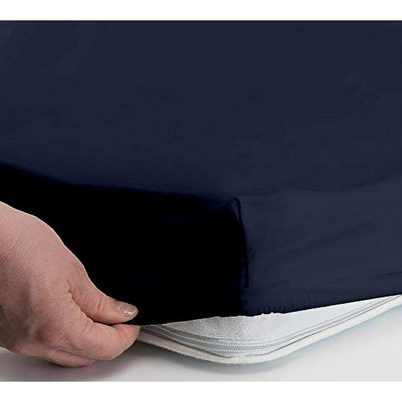 Fitted Sheet 1 Piece Only, 300 Thread Count, 16" Deep Pocket, 100% Egyptian Cotton, Soft and Luxury Comfortable, Easily fits in your Bed, king Size - Navy Blue Solid.