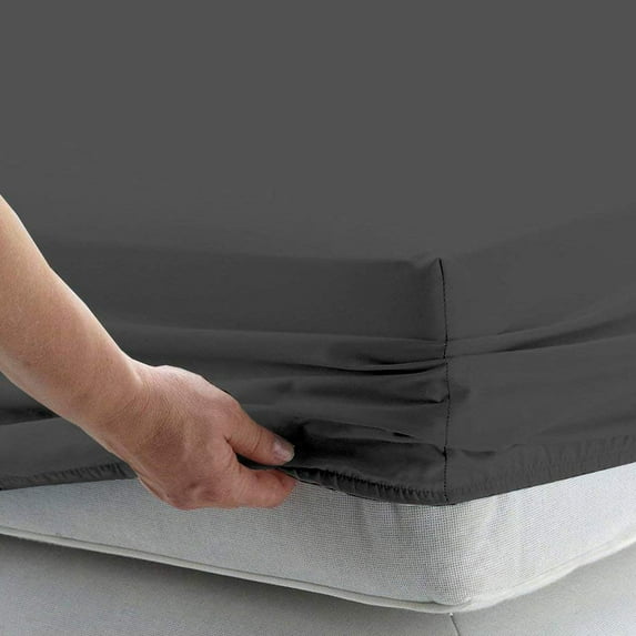 Fitted Sheet 1 Piece Only, 300 Thread Count, 18" Deep Pocket, 100% Egyptian Cotton, Soft and Luxury Comfortable, Easily fits in your Bed, Olympic Queen Size - Dark Gray Solid.