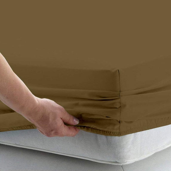 Fitted Sheet 1 Piece Only, 300 Thread Count, 8" Deep Pocket, 100% Egyptian Cotton, Soft and Luxury Comfortable, Easily fits in your Bed, Full XXL Size - Taupe Solid.