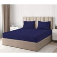thumbnail image 1 of Fitted Sheet 100% Egyptian Cotton - 3 Piece Set - Luxury Sateen Weave 400 Thread Count Sheet with Pillowcases (King Size) Fully Elastic 16" Inch Deep Pocket Mattress Cover - Navy Blue Solid., 1 of 4