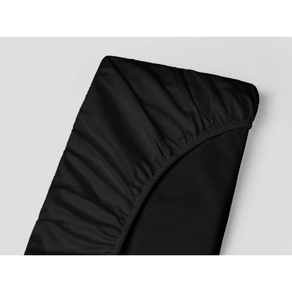 Fitted Sheet 1PC - Deep Pocket of 12" Inch Fully Elastic - 300 Thread Count 100% Egyptian Cotton Mattress Cover, Luxury Silky & Ultra-Soft Bottom Sheets - Black Solid, King Size.