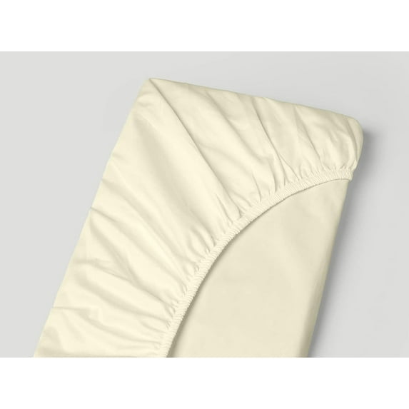 Fitted Sheet 1PC - Deep Pocket of 12" Inch Fully Elastic - 300 Thread Count 100% Egyptian Cotton Mattress Cover, Luxury Silky & Ultra-Soft Bottom Sheets - Ivory Solid, Twin Size.