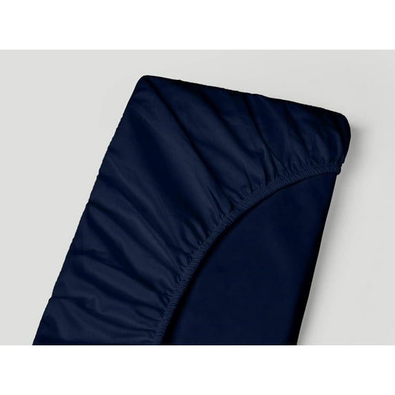 Fitted Sheet 1PC - Deep Pocket of 22" Inch Fully Elastic - 300 Thread Count 100% Egyptian Cotton Mattress Cover, Luxury Silky & Ultra-Soft Bottom Sheets - Navy Blue Solid, Twin Size.
