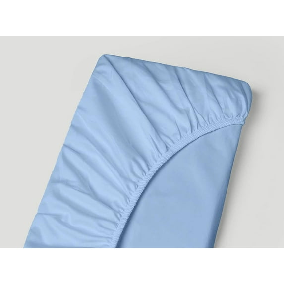 Fitted Sheet 1PC - Deep Pocket of 30" Inch Fully Elastic - 300 Thread Count 100% Egyptian Cotton Mattress Cover, Luxury Silky & Ultra-Soft Bottom Sheets - Light Blue Solid, Twin Size.