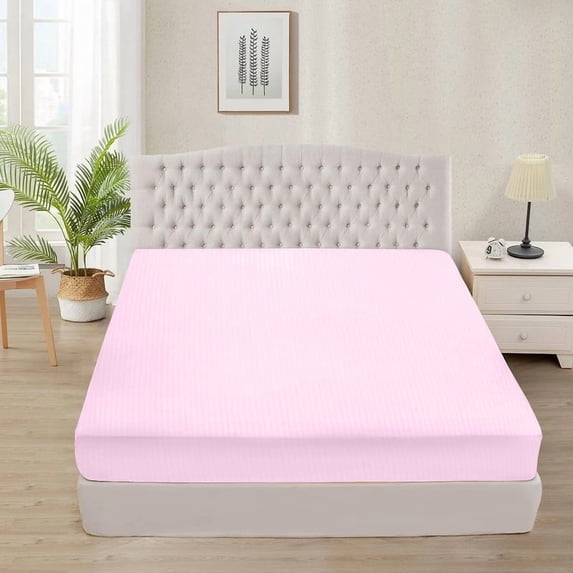 Fitted Sheet 800 Thread Count 100% Egyptian Cotton 1-Piece Queen Size (60" x 80") Inch 22-Inch Deep Pocket, All-Around Elastic Lilac Stripe