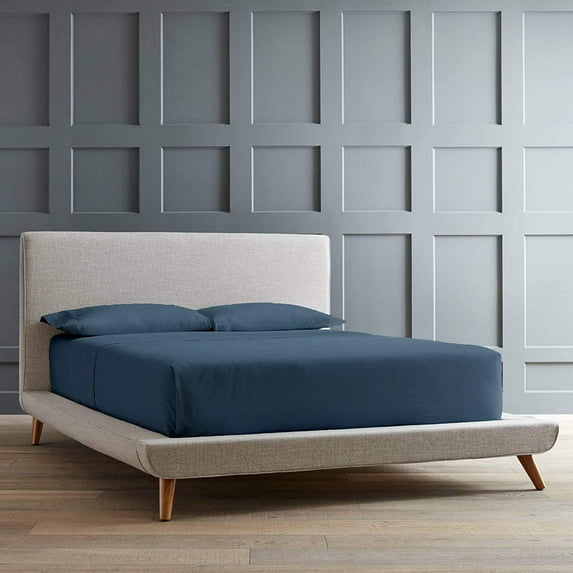 Fitted Sheet 800 Thread Count 100% Egyptian Cotton 1-Piece Super King Size (84" x 84") Inch, 100% Long Staple Cotton Fitted Sheets, Bed Fitted Sheet fit Upto 18" Deep Pocket - Medium Blue Solid