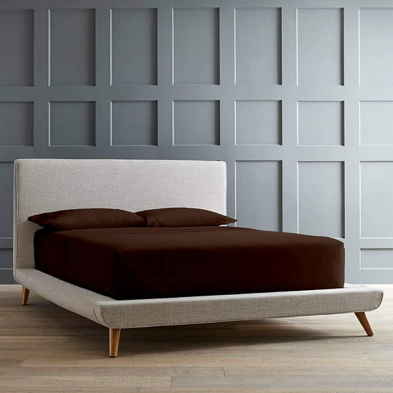 Fitted Sheet 800 Thread Count 100% Egyptian Cotton 1-Piece Super King Size (84" x 84") Inch, 100% Long Staple Cotton Fitted Sheets, Bed Fitted Sheet fit Upto 18" Deep Pocket - Chocolate Solid