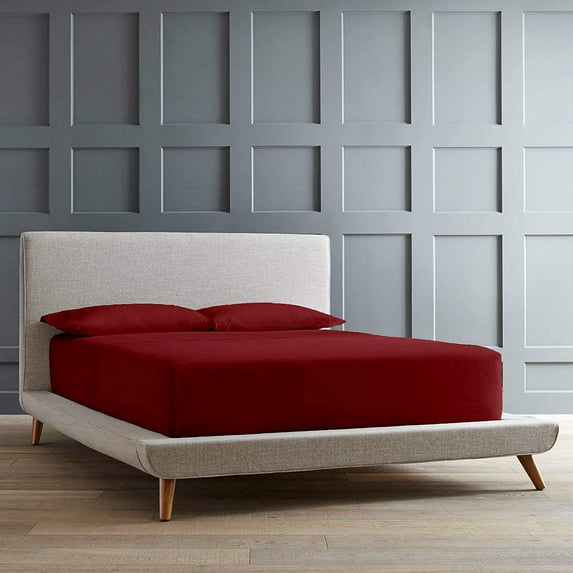 Fitted Sheet 800 Thread Count 100% Egyptian Cotton 1-Piece Twin Size (39" x 75") Inch, 100% Long Staple Cotton Fitted Sheets, Bed Fitted Sheet fit Upto 18" Deep Pocket - Burgundy Solid