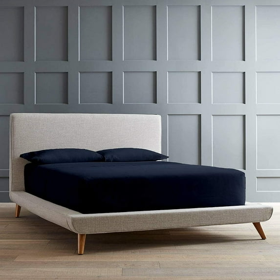 Fitted Sheet 800 Thread Count 100% Egyptian Cotton 3-Piece Full Size (54" x 75") Inch, 100% Long Staple Cotton Fitted Sheets, Bed Fitted Sheet fit Upto 18" Deep Pocket - Navy Blue Solid