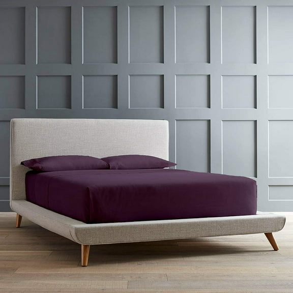 Fitted Sheet 800 Thread Count 100% Egyptian Cotton 3-Piece Queen Size (60" x 80") Inch, 100% Long Staple Cotton Fitted Sheets, Bed Fitted Sheet fit Upto 18" Deep Pocket - Plum Solid