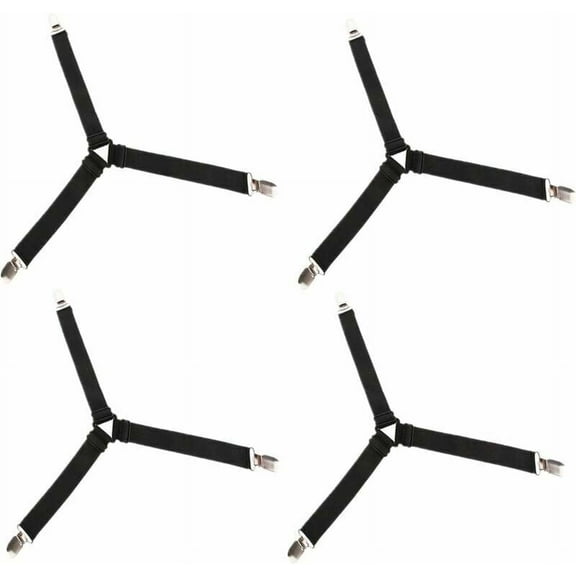 Fitted Sheet Clip, Bed Sheet Holder Straps Criss-Cross Design For Twin Queen King Mattress, Sheet-Safe Grip With Non Slip Triangle Buckle And Adjustable Length (4 Pieces)