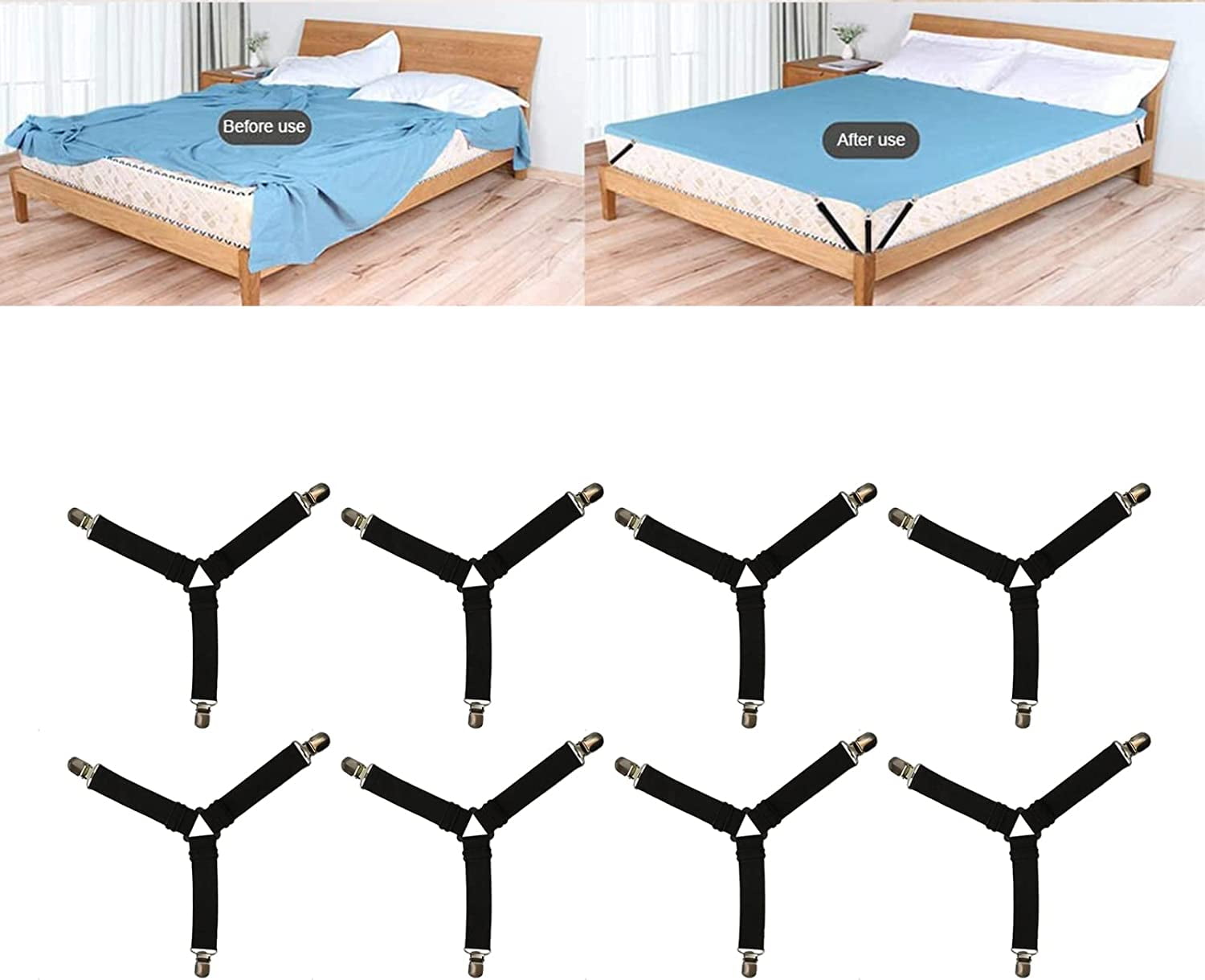 16pcs Adjustable Sheet Clips Strap Bed Sheet Holder Mattress Gripper Clips  