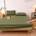 thumbnail image 1 of Green Deep Pocket Fitted Sheet with Non-Slip Mattress Cover, Hypoallergenic Cooling Stretch Soft Polyester Bedding Machine Washable, 1 of 5