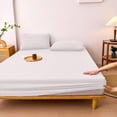 thumbnail image 1 of White Deep Pocket Fitted Sheet with Full Elastic Band, Non-Slip Cooling Stretch Polyester Mattress Protector, Hypoallergenic and Machine Washable, 1 of 5
