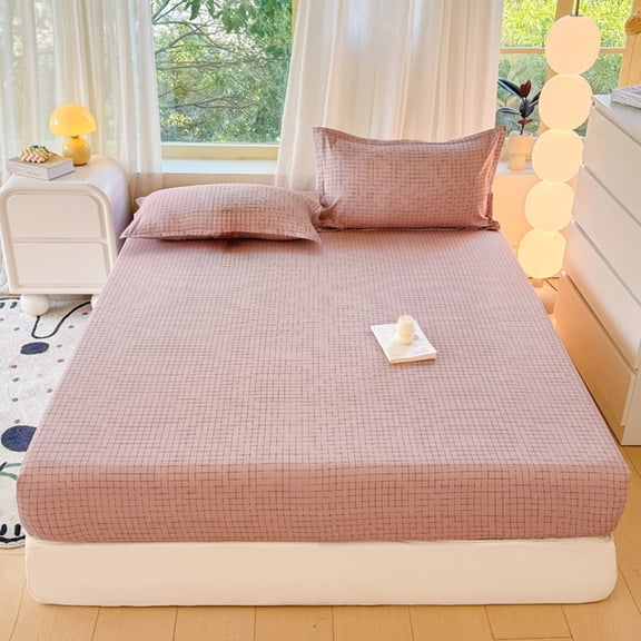 Fitted Sheet, Deep Pocket Soft Polyester Solid Color Bed Sheet for Home Bedroom - Wrinkle reinforced basic Care Fade reinforced Bedding