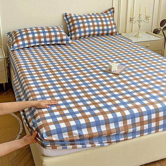 Fitted Sheet for Double Bed 78x59 Inch – Non Slip All Around Elastic Deep Pocket Mattress Cover , Soft Polyester Bed Sheet for , Pets and Adjustable Beds