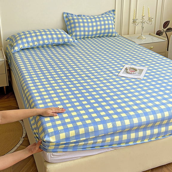 Fitted Sheet Full Elastic King Size 78.74x70.86 Inch Non Slip Mattress Cover Stretch Polyester Bedding Sheet Deep Pocket 15 Inch Single Piece