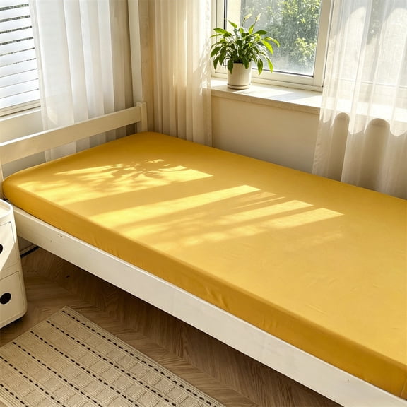 Fitted Sheet HODWIEQU 78X35" Non-Slip, Soft Fibers For Dormitory Sleeping Yellow Free Size