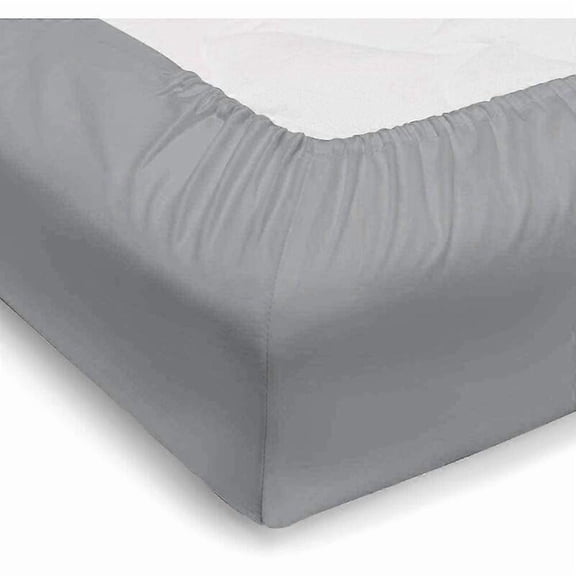 Fitted Sheet Large Bonnet 35Cm Egyptian Cotton 250 Thread Count Fitted Sheet For Mattress (Grey, 180X200)