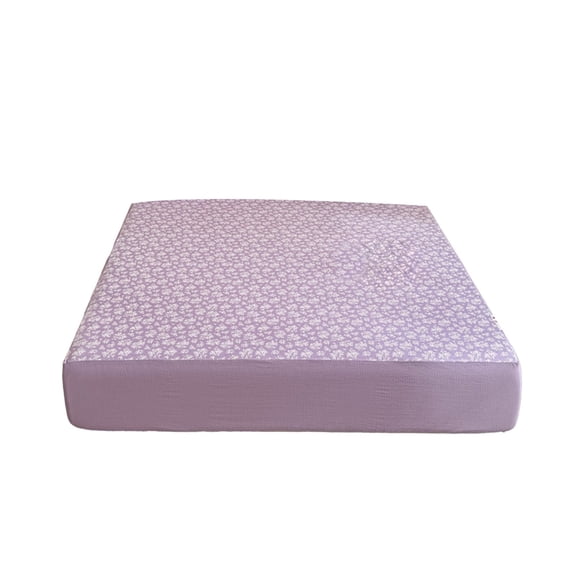 Fitted Sheet Linen Patterned Floral Sheet Deep Pocket Ultra Soft Bed Sheets Deep Pocket Breathable 35.43X78.46In Purple