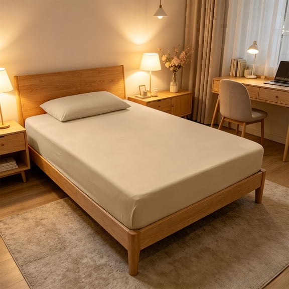 Fitted Sheet, Mattress, Ice-Silk Polyester Fabric, 47.2 x 78.7 in, 360° Elastic Strip, Non-Slip Fully Enclosed Coverage, Machine Washable