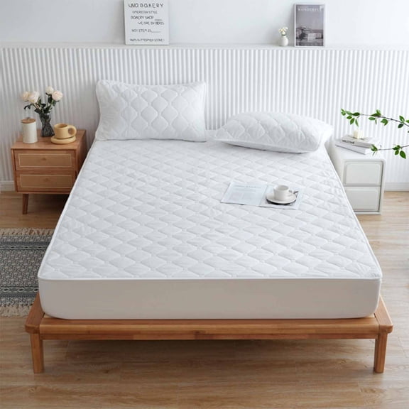 Fitted Sheet Mattress Protector, Waterproof Quilted Pad Cover with Deep Pocket, Breathable Polyester Fabric Bed Defender, device Washable Mattress Cover