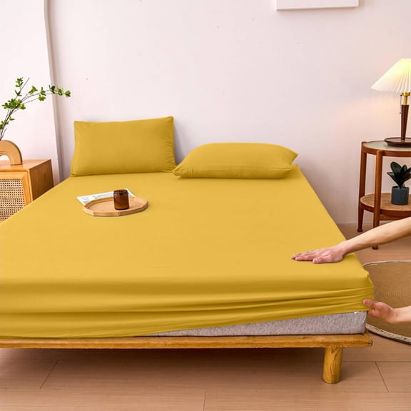 Fitted Sheet Non Slip Elastic Bed Cover Soft Polyester Wrinkle Resistant All-Around Protection for Bedroom, Couch or Guest Room, Pet and Friendly, Ideal for Home or Dorm Use