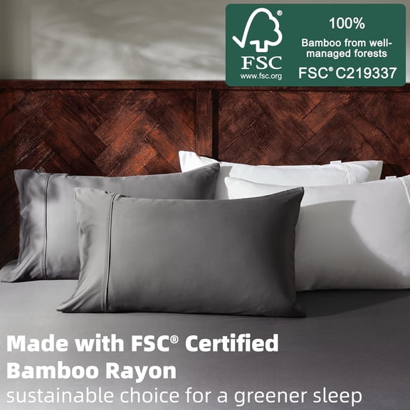 Fitted Sheet Only - 16 Inch Pocket Bamboo Rayon Fitted Sheet, Super Soft and Cooling Bottom Sheet with 4 Elastic Corner Straps(Dark Grey, King Size)