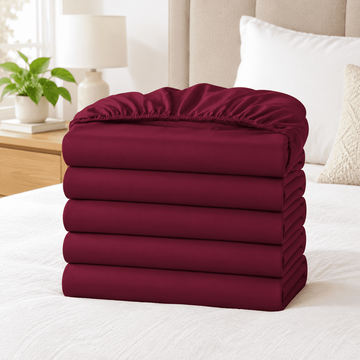Fitted Sheet Only Bulk Pack Of 6 Burgundy Sheets - Walmart.com