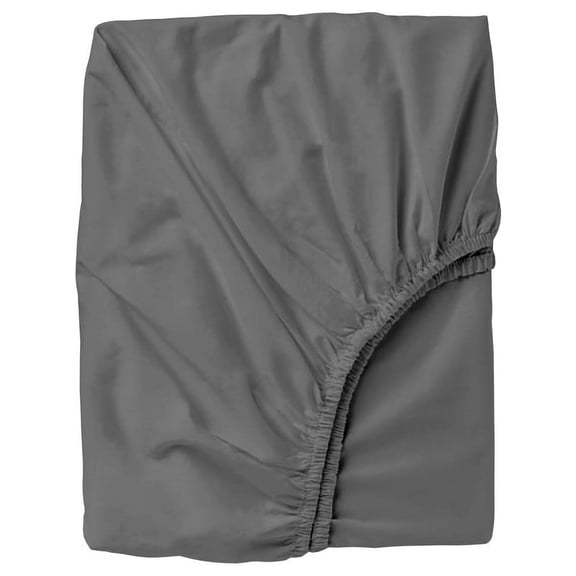 Fitted Sheet Only - Queen XL Size, Dark Grey Color 300-Thread-Count Egyptian Cotton 12-inch Deep Pockets 1-PC Bottom Fitted Sheet