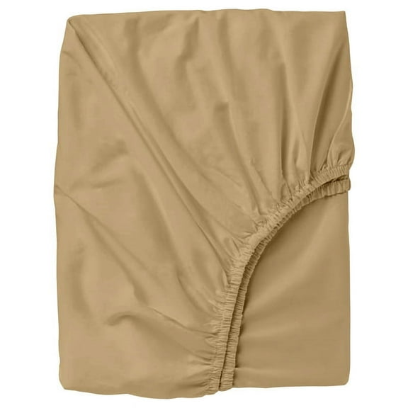 Fitted Sheet Only - Twin Size, Taupe Color 300-Thread-Count Egyptian Cotton 15-inch Deep Pockets 1-PC Bottom Fitted Sheet