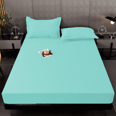 Fitted Sheet with Pillowcase, Hotel Quality Double Brushed Microfiber Deep Pocket Fitted Sheet King Size, Ultra Soft Fitted Bottom Sheet, Shrinkage, Fade Resistant (Queen, Teal)