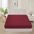 thumbnail image 1 of Fitted Sheet + Pillowcase Set 800 Thread Count 100% Egyptian Cotton 3-Piece ( 1-Fitted + 2-Pillowcase ) Full Size (54" x 75") Inch 18-Inch Deep Pocket, All-Around Elastic Burgundy Stripe, 1 of 6