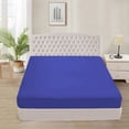 thumbnail image 1 of Fitted Sheet + Pillowcase Set 800 Thread Count 100% Egyptian Cotton 3-Piece ( 1-Fitted + 2-Pillowcase ) Olympic Queen Size (66" x 80") Inch 18-Inch Deep Pocket, All-Around Elastic Royal Blue Stripe, 1 of 6