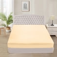 thumbnail image 1 of Fitted Sheet + Pillowcase Set 800 Thread Count 100% Egyptian Cotton 3-Piece ( 1-Fitted + 2-Pillowcase ) Olympic Queen Size (66" x 80") Inch 24-Inch Deep Pocket, All-Around Elastic Beige Stripe, 1 of 6