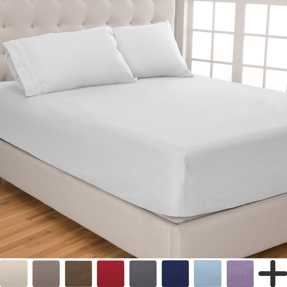 Fitted Sheet + Pillowcase Set, Microfiber, Wrinkle Resistant, Split Head Flex King, White