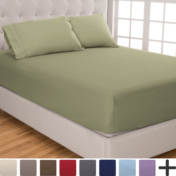 Fitted Sheet + Pillowcase Set - Premium 1800 Ultra-Soft Microfiber - Hypoallergenic - Wrinkle Resistant (Twin XL, Sage)