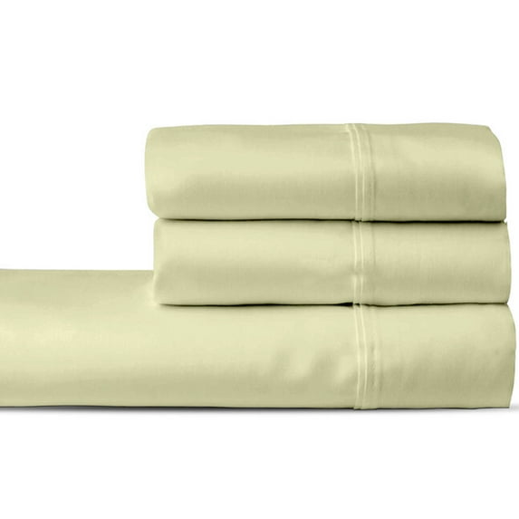 Fitted Sheet + Pillowcases, 3 PC Bedsheet Set, 700 Thread Count 100% Pure Egyptian Cotton, Soft Silky Sateen Weave - Fits Upto 10 Inch Deep Pocket Ivory, RV Short Queen Size