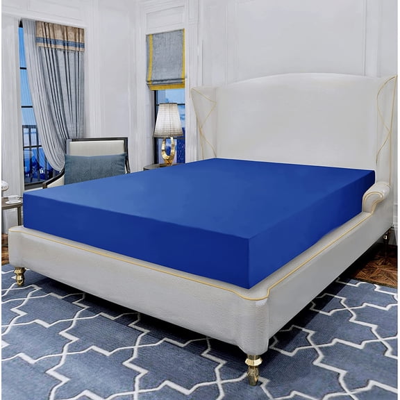 Elegant Comfort 1500 Series Queen Fitted Sheet, Deep Pocket Cooling Microfiber Bed Sheet, Royal Blue