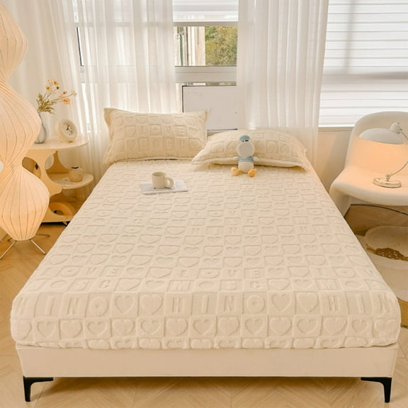 Fitted Sheet Protective Cover for Bed Mattress Pocket Fitted Sheet Winter Warm Breathable Non Slip for Care Bed Sheet Quilted Fitted Sheet Topliu