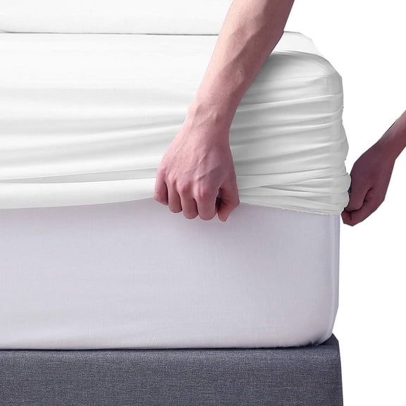 Fitted Sheet Queen 15 Inch Deep Pocket Long Staple Cotton 500 Thread Count 100% Cotton 1 Fitted Sheet Only Soft Breathable Sateen Weave Elastic All Around The Mattress White Solid