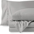 thumbnail image 1 of Fitted Sheet Set 3 Piece , 100% Egyptian Cotton 22" Deep Pocket Fitted Bed Sheets 400-Thread-Count Fitted Sheet,Soft and Luxury, Fade Resistant & Sateen Weave, Full Size -Light Grey Solid, 1 of 4