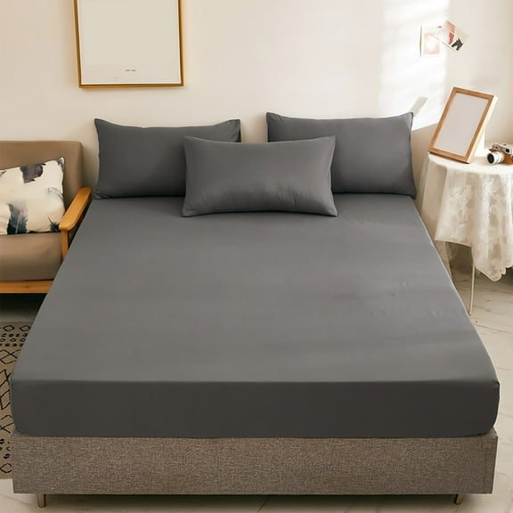 Fitted Sheet Soft Fiber Double Bed Sheets Breathable Non-Slip Fixed Bed Cover All-Inclusive Mattress Protection Bed Cover Suitable For Sleeping Naked 54.3x74.8 in