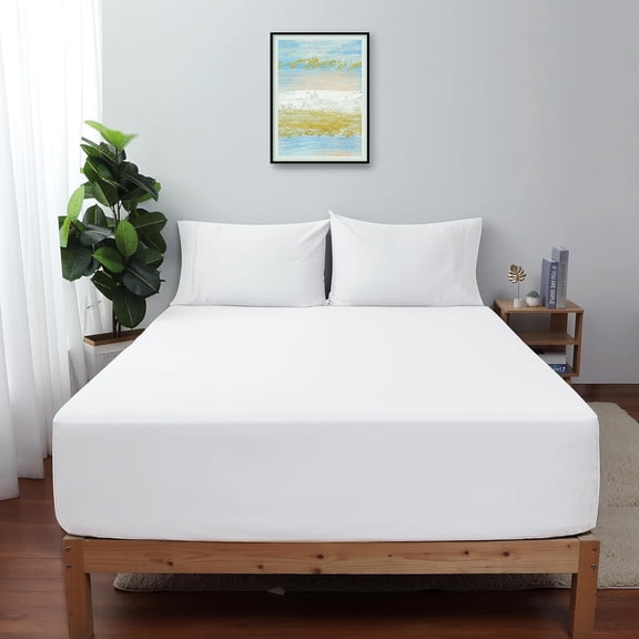 Fitted Sheet, White, 100% Egyptian Cotton 600 Thread Count, Deep Pocket Cotton Mattress Sheet