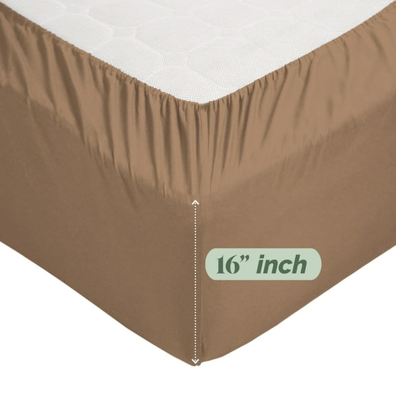 Fitted Sheet Wrinkle-Free 1500 Series 1-Piece Fitted Sheet, Twin/Twin XL Size, Taupe