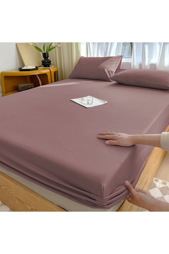 Fitted Sheet for Double Bed - Non-slip Deep Pocket, Wrinkle-free Soft Fiber, All-night Sesolution Fit, Mattress Protection Cover