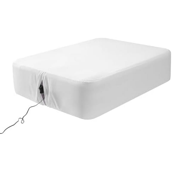 Fitted Sheet for Queen Air Mattress, with 18-24 Inch Extra Deep Pocket, Soft Breathable Bed Sheet Bottom Mattress Cover for Inflatable Air Bed, White