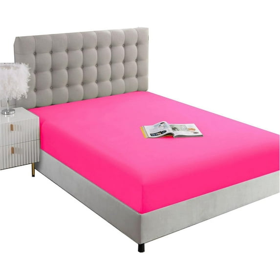 Fitted Sheets, 500-TC Egyptian Cotton, Cal-King (72" x 84") Size Fitted Sheet, 1-PC Fitted Sheet Only, Cal-King Size Size Fits 16-18" Deep Pocket Sheets, Hot Pink